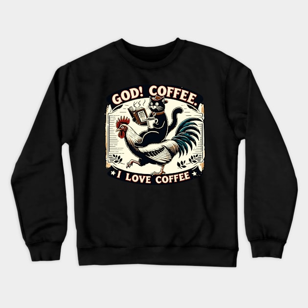 God! I Love Coffee Crewneck Sweatshirt by VisionDesigner